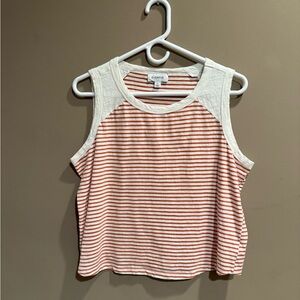 Evereve cream and orange striped top in excellent condition, size large